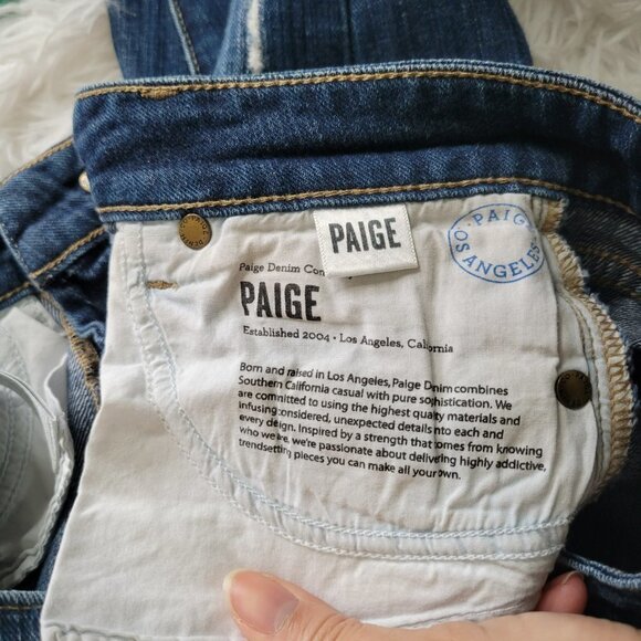 Paige Vertugo Ultra Skinny Blue Denim Distressed Jeans Made in USA - Size 26 - Picture 5 of 12